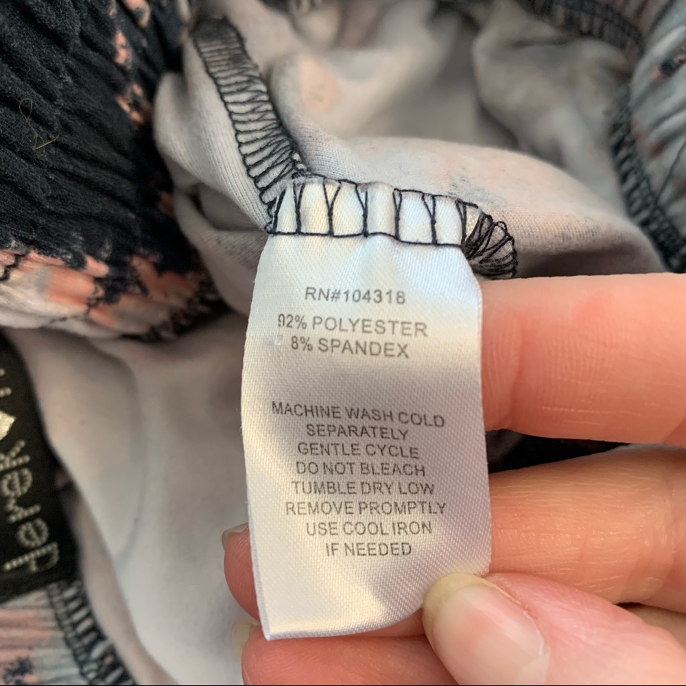 Derek Heart 2 Piece Blue Marble Cinch Front Wide Leg Loungewear Set - Picture 6 of 6